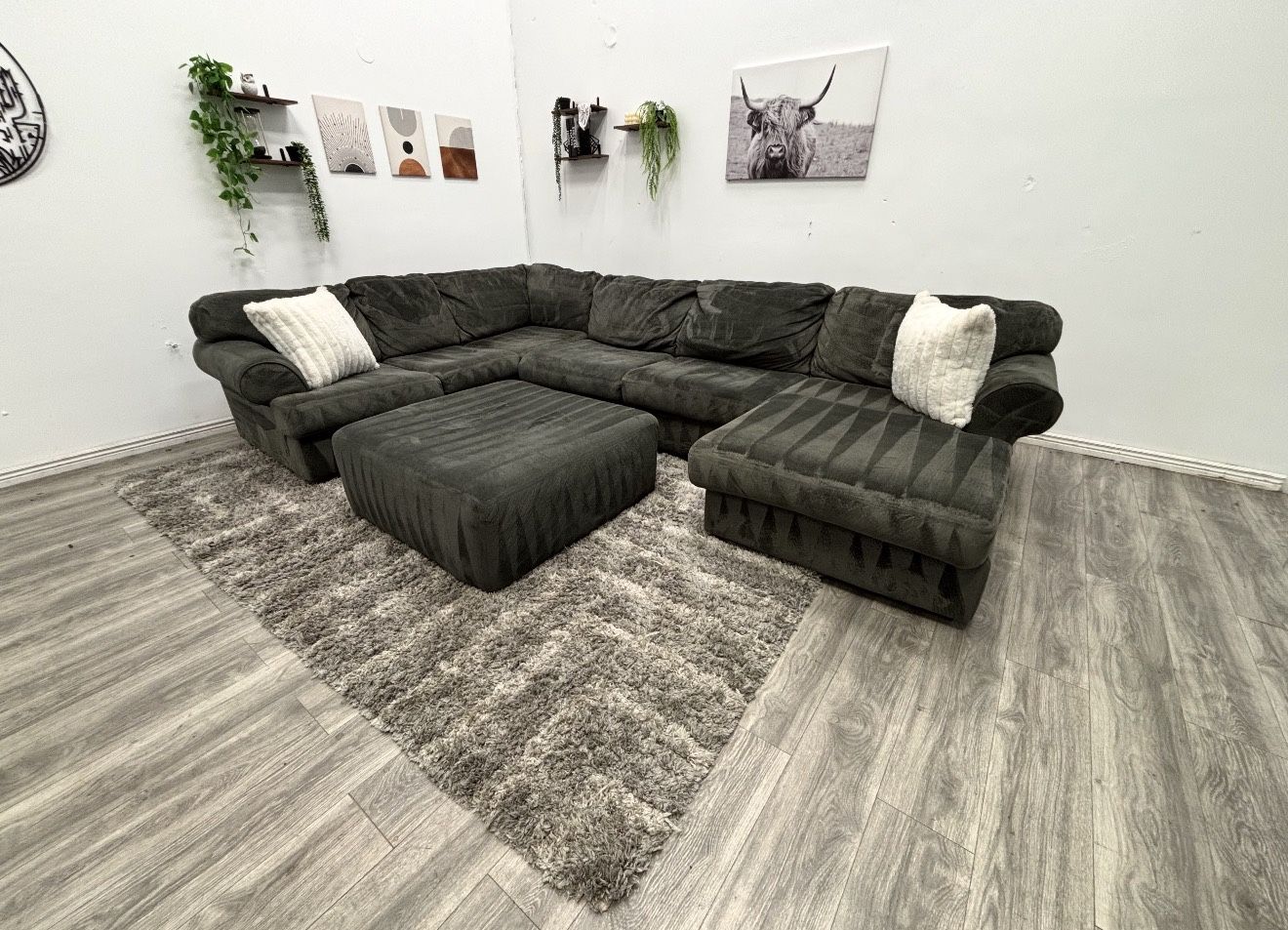 Green Sectional Couch - Free Delivery 