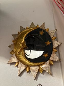 Sun and moon mirror wall decor