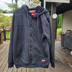 Milwaukee Tools Jacket Mens 2 XL Gray Full Zip Hooded Pockets Softshell