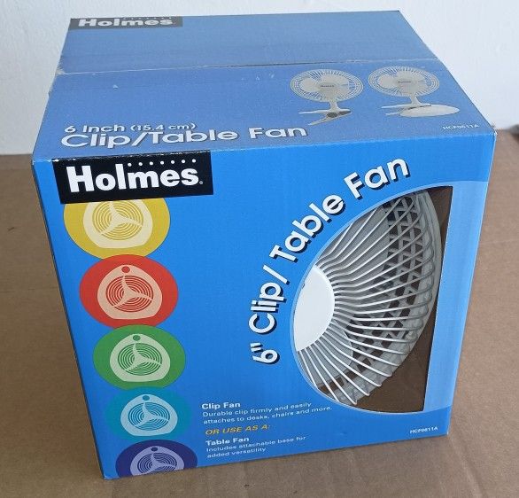 Holmes Convertible 6" Blades Desk & Clip Fan, White -NEW In Box