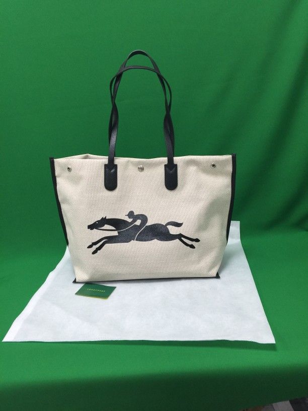 Longchamp Large Canvas Tote Shoulder Bag Travel Bags