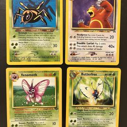 Vintage Rare Pokemon Cards Ursaring, Dark Ariados, Venomoth, & Butterfree in Excellent Condition
