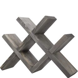 4-Bottle Countertop Rustic Wood Wine Rack (Vintage Gray)