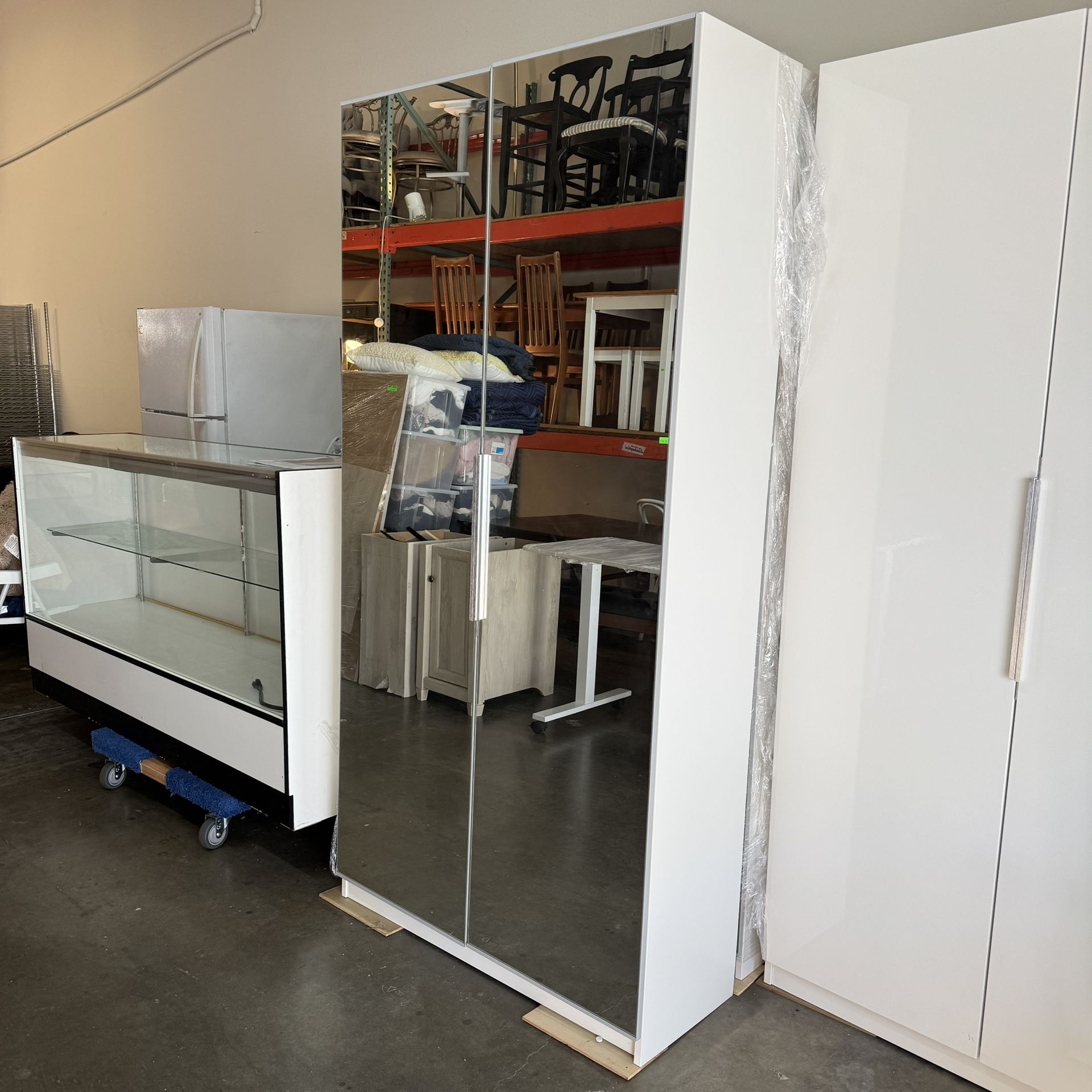 IKEA PAX 7 Tier Cabinet Wardrobe with Mirror Doors Very Good Condition 