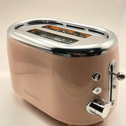 MUELLER HOME Retro Toaster 2 Slice, 7 Browning Levels, 3 Functions (Reheat, Defrost, Cancel), Stainless Steel Features, Removable Crumb Tray