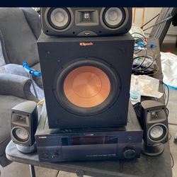 Yamaha Home Stereo-Klipsch Sub And Speakers