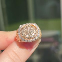 Huge heavy solid 14k gold & 2.50+ ct natural diamond ring