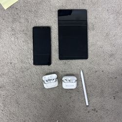 Unlocked Verizon Note 8, 2 AirPod Pros, Apple Pen, Unlocked Samsung Tab A7
