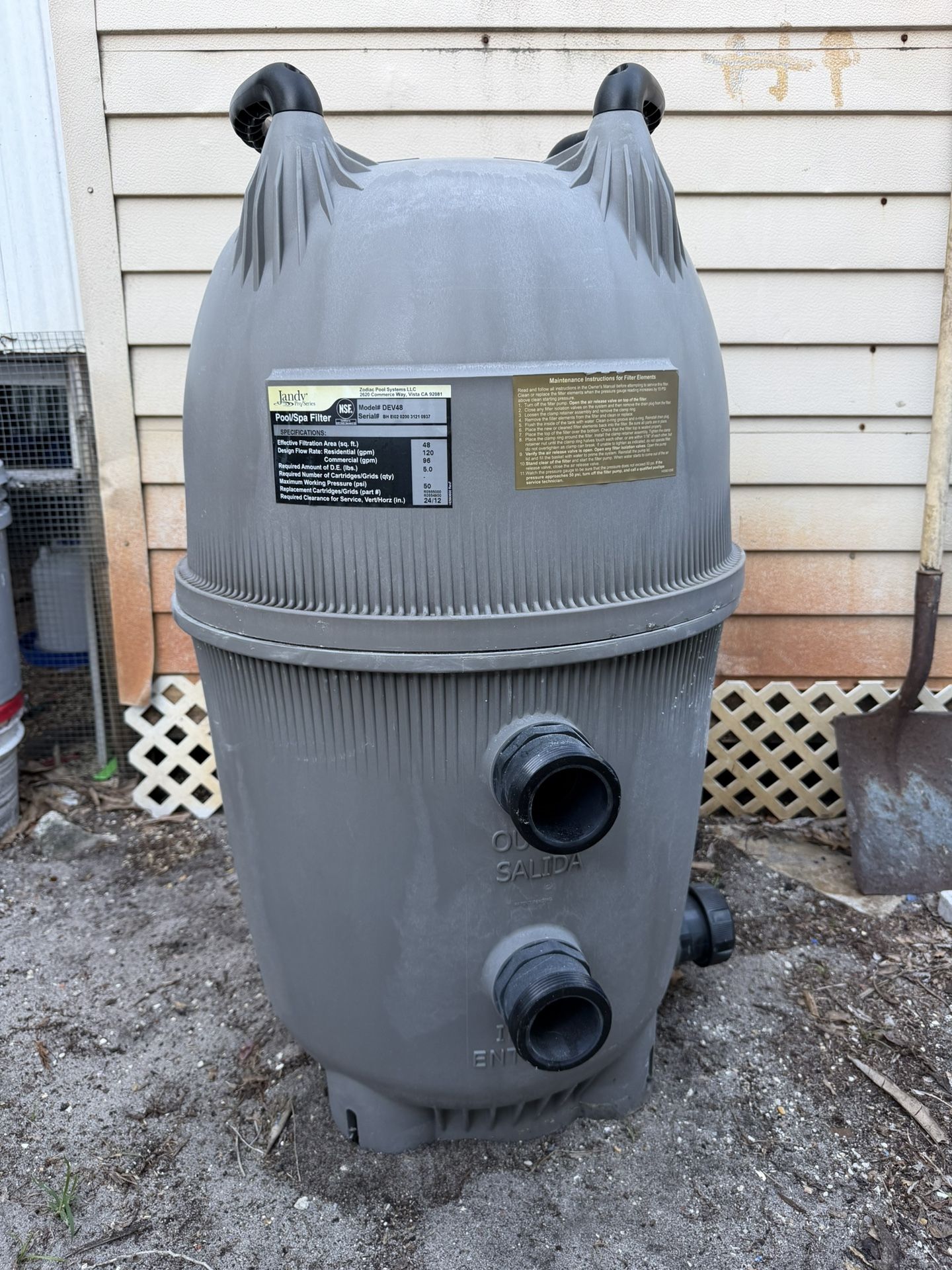 DEV48 Jandy Zodiac 48 Sq. Ft. Swimming Pool DE Filter Filter