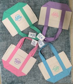 Trader Joe's Mini bundle of trader joes mini Pastel Canvas Tote Bags Set of 4