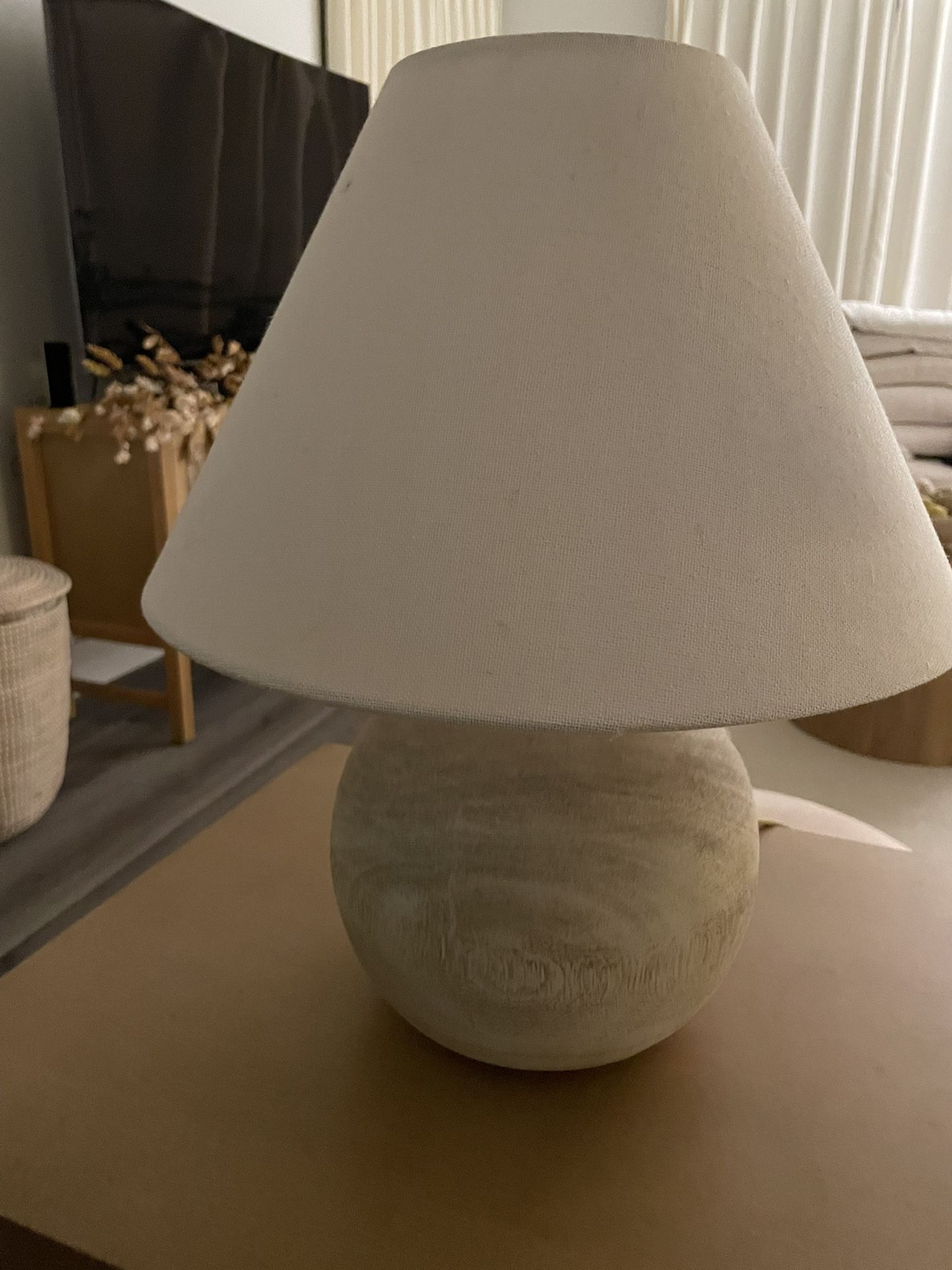 TWO Threshold Medium Faux Wood Table Lamp (Brown)