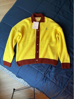 The Animals Observatory Bicolor Toucan Cardigan Yellow Brown Kids Size 14 NWT