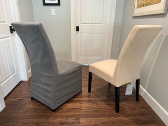 Two Dining Chairs with Gray Cover