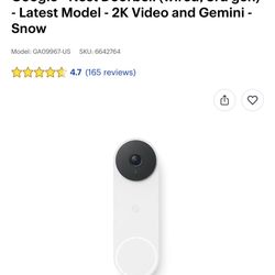 Google - Nest Doorbell (wired, 3rd gen) - Latest Model - 2K Video and Gemini - Snow