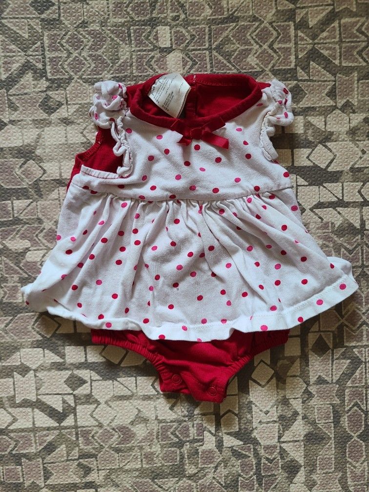 First Impressions 0-3M Girl's Snapbutton Red and White Polka Dot Bodysuit