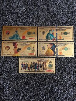 $10 Each-Cinderella, Beauty and the Beast & Princes NOVELTY 24kt Gold Foil Collector Items
