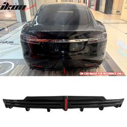 Fits 2016-2021 Tesla Model S LED Rear Bumper Diffuser W/ Fin PP Carbon Fiber Print
