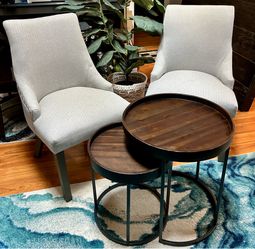 Set of 2 Accent Chairs and 2 Nesting Tables