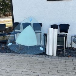 6 Chairs,  With  Crystal Table  