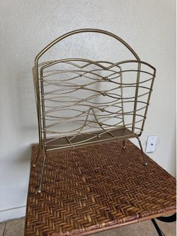 Vintage Mid Century Modern Brass Magazine Rack Home Decor