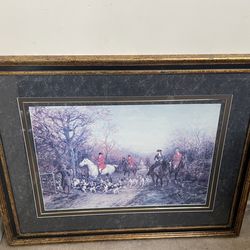 Gold Toned Framed “Going Through the Copse” print by British artist Heywood Hardy