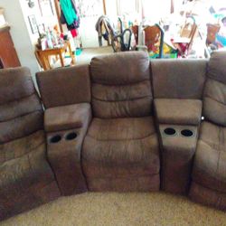 Theater couch with recliners