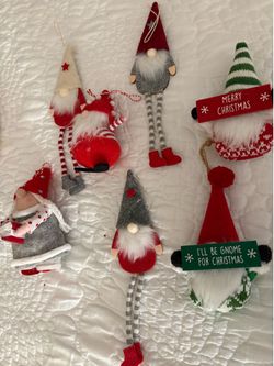 7 ASSORTED CHRISTMAS GNOME ORNAMENTS