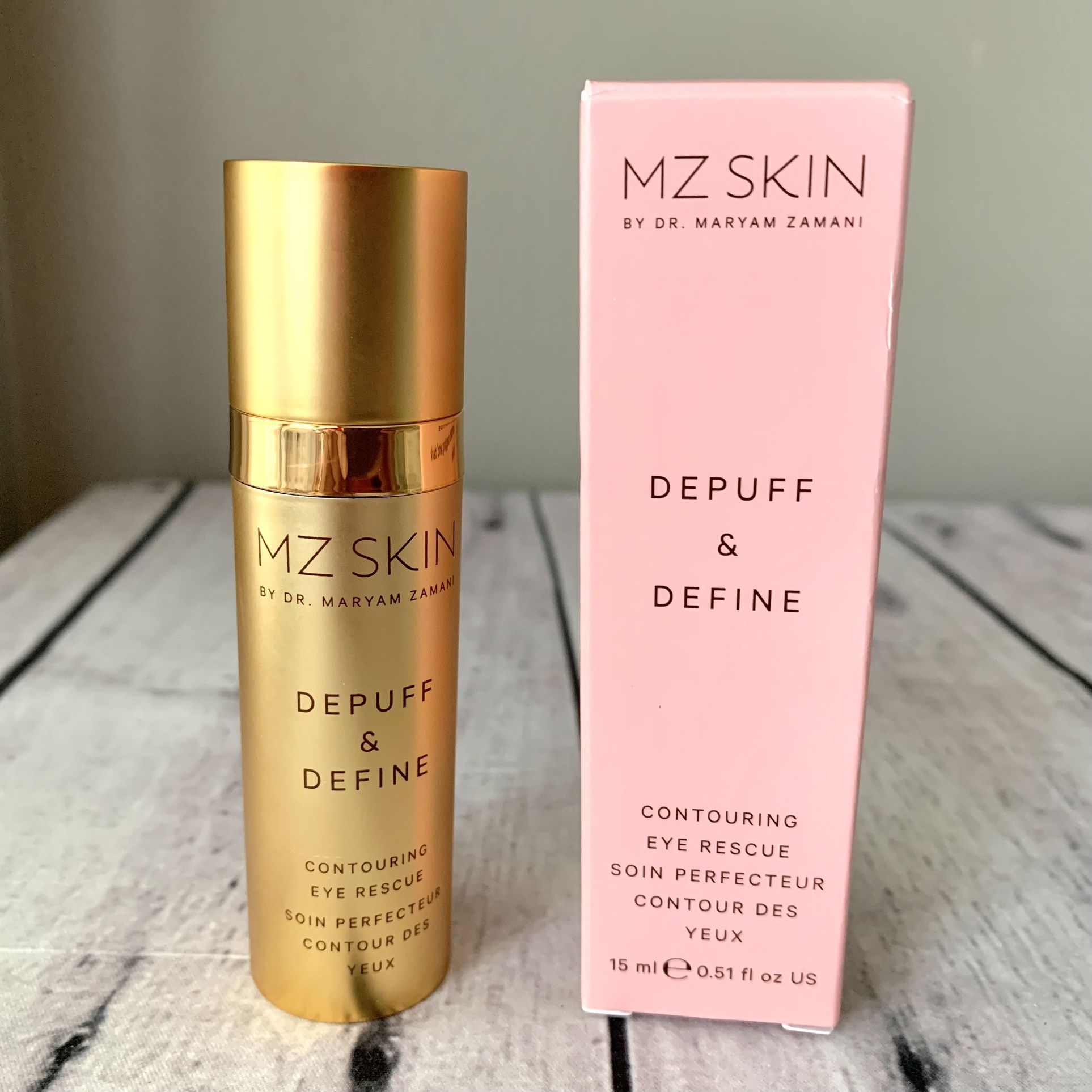 New MZ Skin Depuff & Define Contouring Eye Rescue Cream 0.50 oz 15ml Full Size.