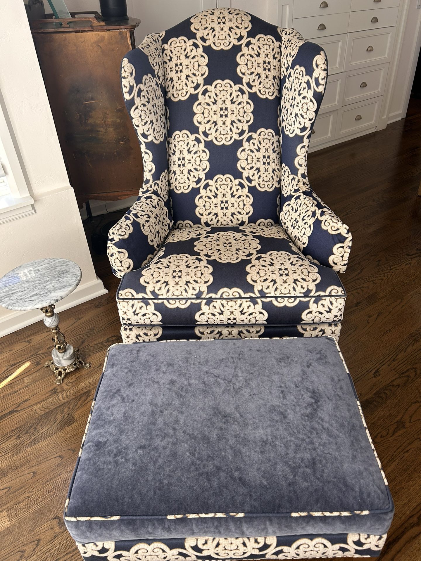 Ethan Allen Wingback Chair And Ottoman