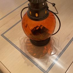 Reddish Glass & Metal Lantern
