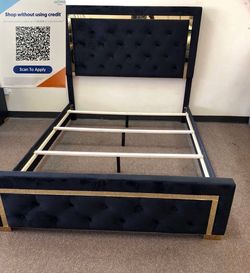 Black and gold queen size bed frame