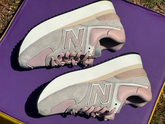 Size 9 New Balance Wmns 574+ sneakers in the 'Pink'