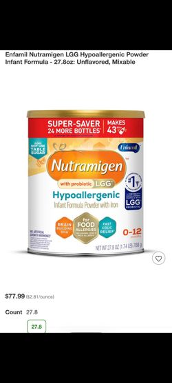 Enfamil Nutramigen LGG Hypoallergenic Powder Infant Formula - 27.8oz: Unflavored, Mixable