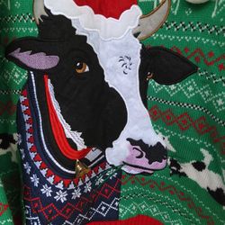 Men’s Blizzard Bay ugly Christmas holiday cow sweater sz large