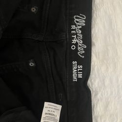 Wrangler Retro Black Slim Straight Jeans Size 36x34