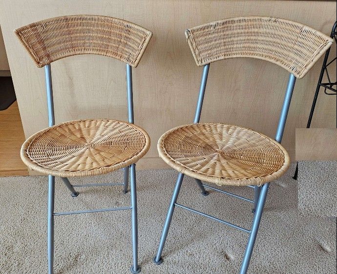 Foldable Rattan Chairs – Set of 2 – Boho Style for Patio or Parties