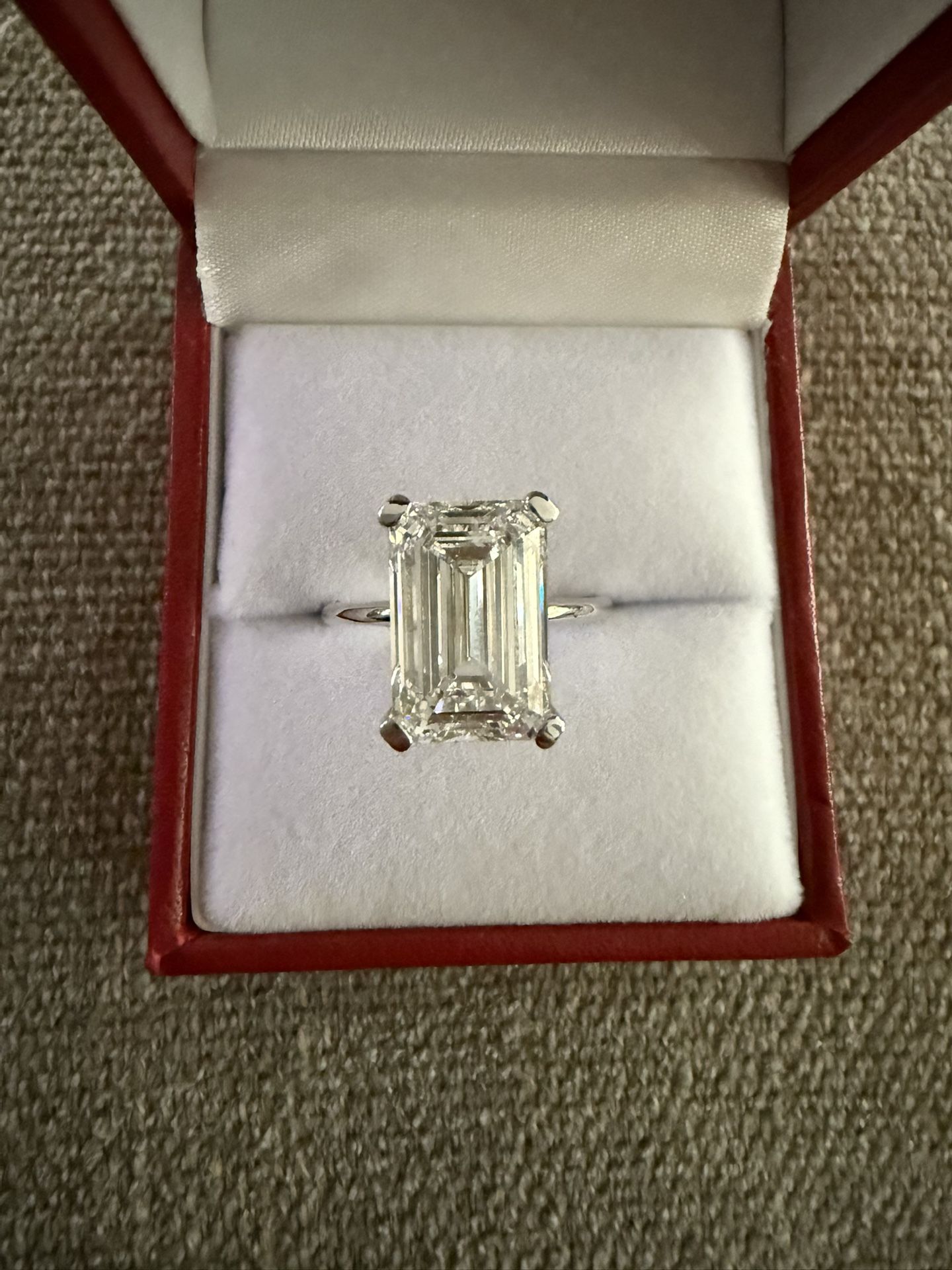 Trade- 7.06 Ct Emerald Cut Diamond Ring On Platinum Setting