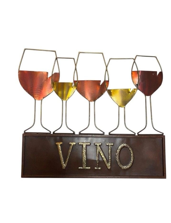 Metal VINO Wine Glasses Wall Decor Metalic colors kitchen