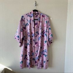 Floral Midi Length Lightweight Kimono Robe XS