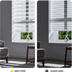 Cordless Zebra Blinds for Indoor Windows, Free-Stop,Light Filtering22.5"x64") White