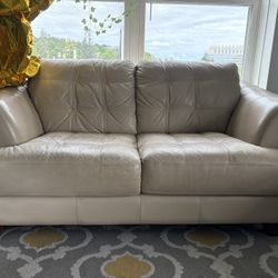 Cream Leather Sofa