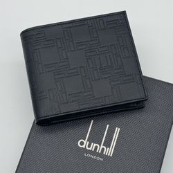 ALFRED DUNHILL BLACK LEATHER SPECIAL PATTERN BIFOLD WALLET NEW 100% GENUINE $595