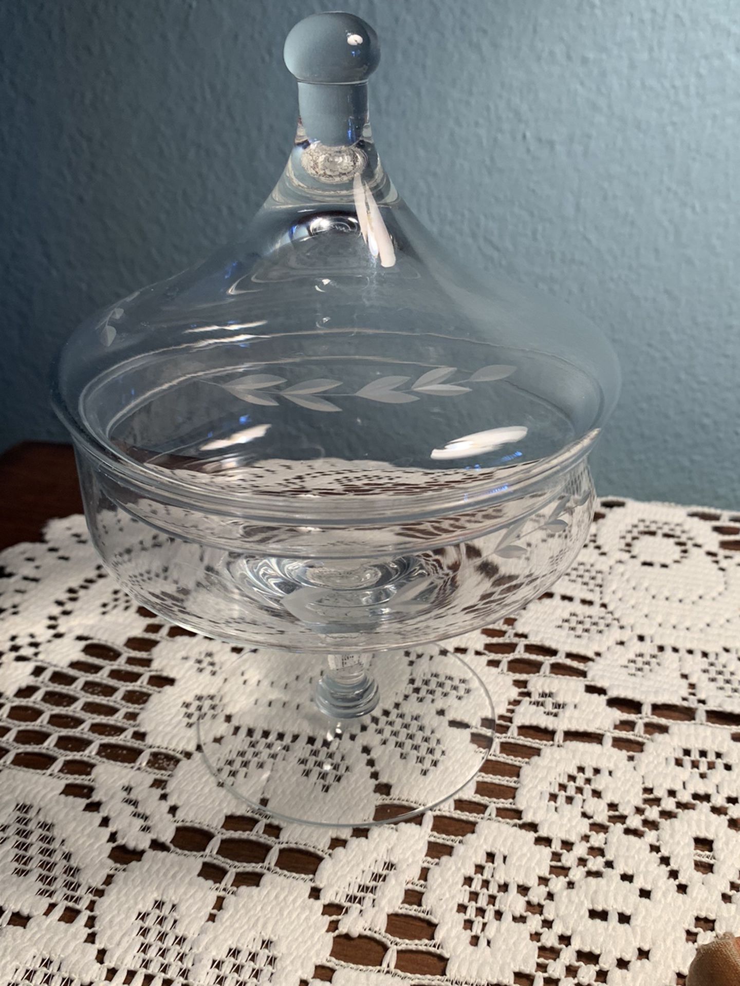 Princess House Crystal Heritage #430 Glass Candy Dish with Lid Authentic Piece