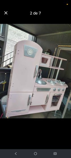 Pink and White Wooden Toy Play Kitchen for Kids