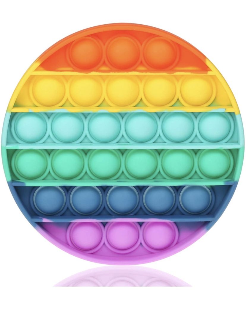 Push Bubble Pop Fidget Sensory Toy, Circle Colorful Push It Popping Silicone Game Toy Anxiety & Stress Reliever Autism Learning Materials for Kids Chi