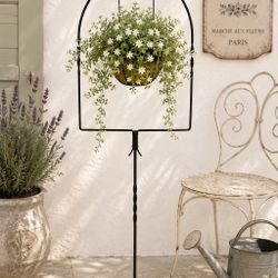 Vintage Plant Holder Lantern Bird Cage Floor Stand: Ornate Cast Iron Claw Foot Base Stand Only 