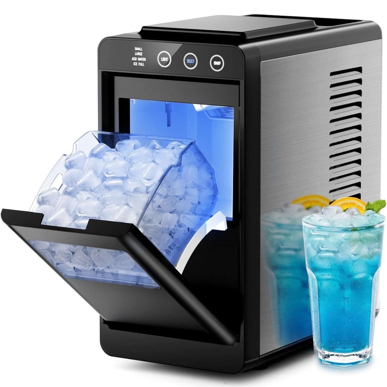 Ice Makers Countertop,26lbs in 24Hrs, Portable Ice Maker Machine with Self-Cleaning Function,Selectable Ice Size & Internal Lighting Desigh for Home/K