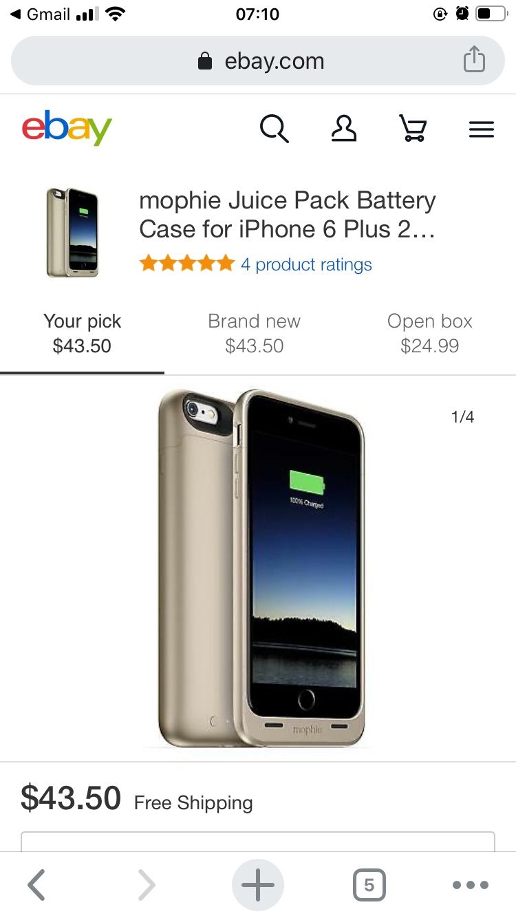 Battery for iPhone 6 Plus - Mophie Juice pack gold
