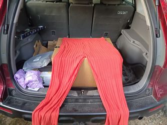 Red Ribbed Knit Wide-Leg Pants