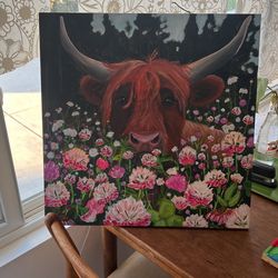Room Decorate Items Artwork On Canvas 20x20 Cm In Cow Farm Animals Pillows